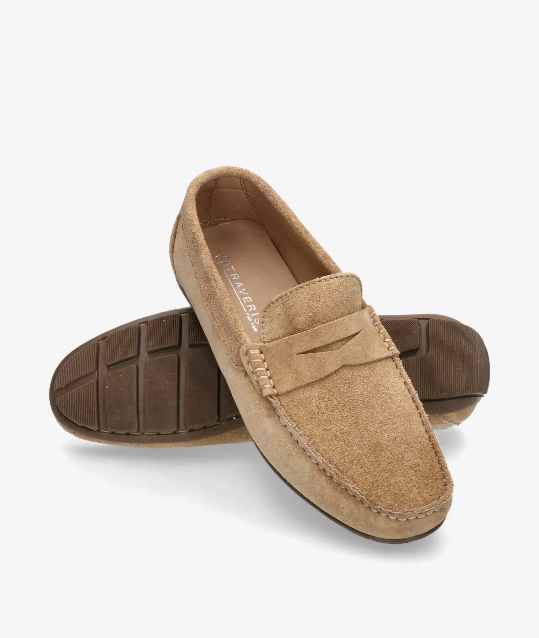 Mocasines Traveris 33720 en serraje taupe