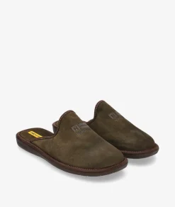 Zapatillas de casa Nordikas236/F en serraje kaki
