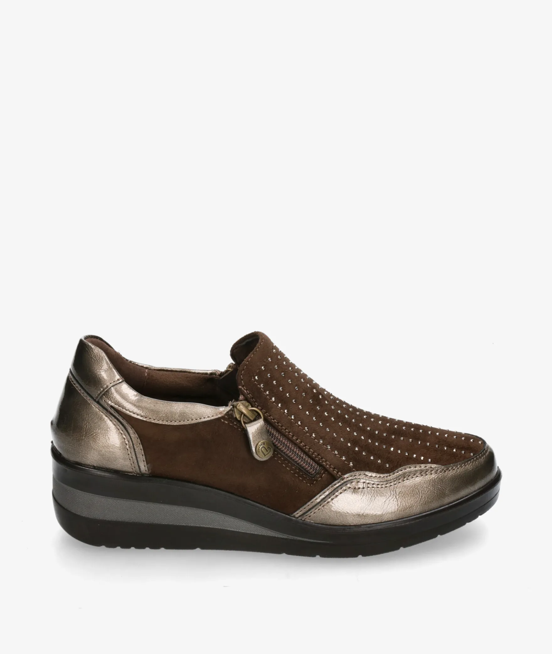 Zapatos confort Amarpies 29385 en taupe metalizado