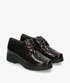 Zapatos inglés Pitillos 10751 en coco burdeos