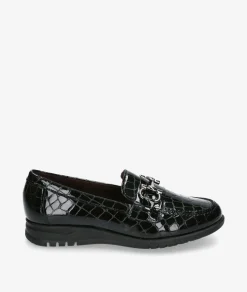 Zapatos planos Blanco y negro 20201 en charol negro
