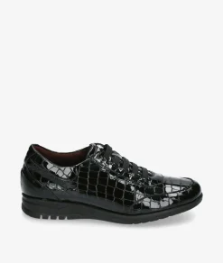 Zapatos planos Blanco y negro 20202 en charol negro
